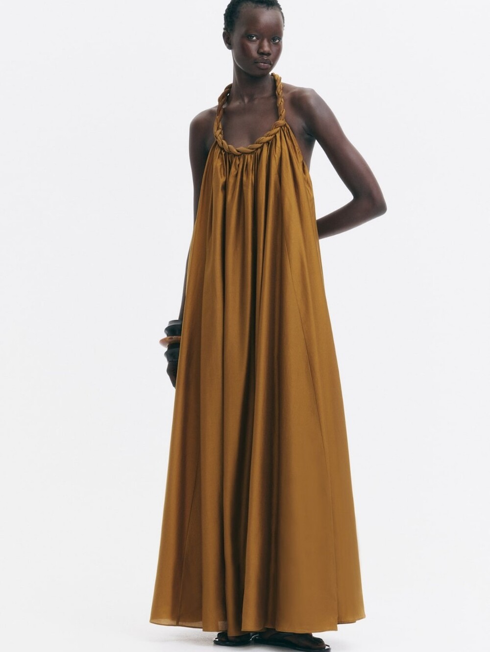 H&m Braided-detail Maxi Dress Color Dark golden beige Nwt SUMMER 26 SPECIAL EDIT